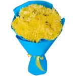 Букет из 15 желтых одноголовых хризантем