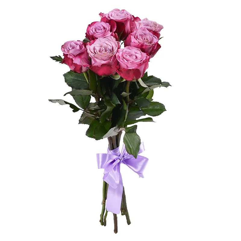 Композиция из фиолетовых роз 7 штук (70см)